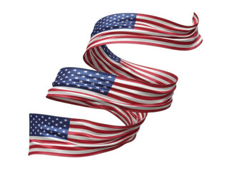 Obraz premium Waving usa flag ribbon design with stars and stripes in a spiral shape element