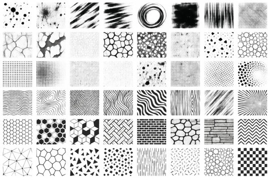 Geometric Patterns Collection, Abstract Textures Set, Black and White Design Elements. Seamless Backgrounds, Graphic Design Resources