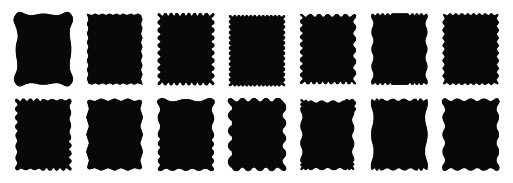 Geometric zig zag wavy stickers. Zig zag square shape collection. Abstract elements for template, stickers, promo material, web or social media design vector set. vector illustration.