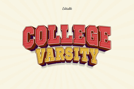 College Varsity Text Effect Style 3d Vintage Old