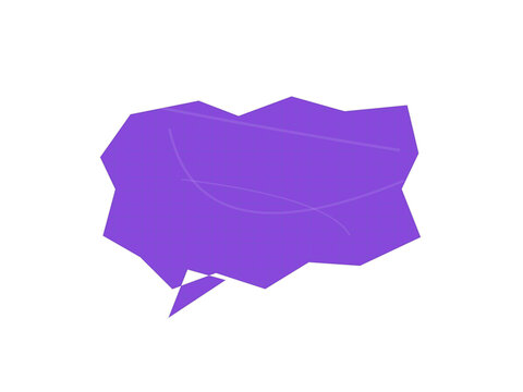 Purple abstract speech bubble shape with a geometric and modern design style