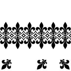 Fleur de lis seamless border pattern with ornate diamond shapes © md munna
