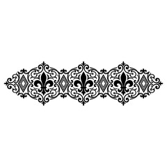 Ornate baroque decorative element with fleur de lis and scrolls © md munna