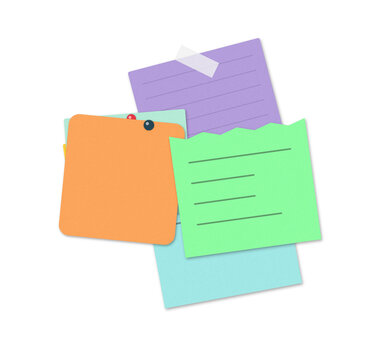 Colorful sticky notes paper stack for office work and organization reminder notes
