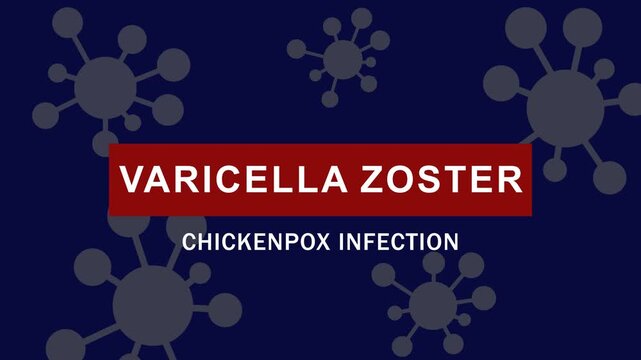 Varicella zoster virus animation: chickenpox infection medical science background