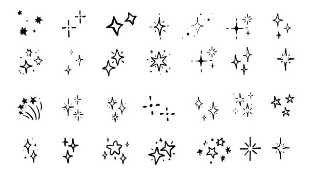 Sparkle and Shine: A collection of hand-drawn, minimalist starburst and sparkle illustrations, perfect for adding a touch of magic and emphasis to designs.