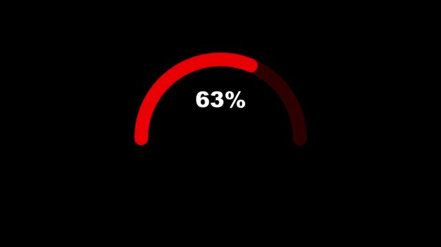 Digital decibel VU meter circular loop animation on black chroma key alpha channel background.4k motion graphics video