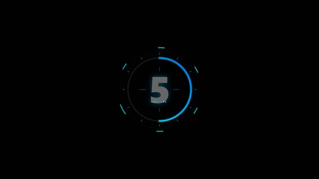 10 second countdown timer sci-fi cyber neon circular clock overlay loop