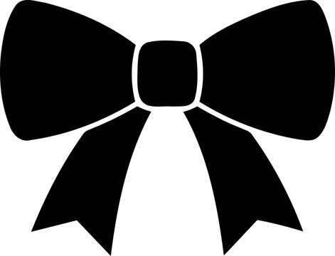 Simple black ribbon bow icon for fashion and gift design isolated on transparent background