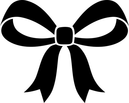 Black ribbon bow icon for gift wrapping and decoration isolated on transparent background