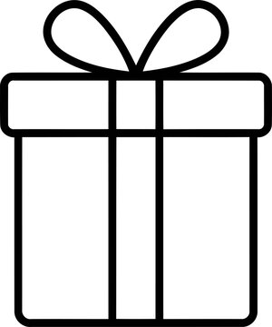 Simple gift box icon with a bow ribbon isolated on transparent background