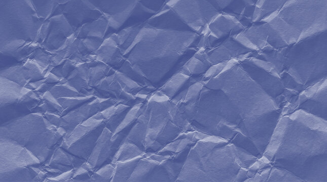 Deep periwinkle blue wrinkled paper texture showing intricate folds and shadows for creative background design work in artistic digital projects