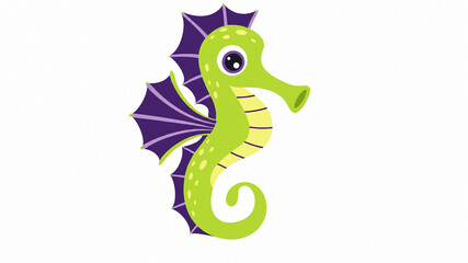 Obraz premium Cute Seahorse Cartoon Illustration with Curled Tail and Fin Details 