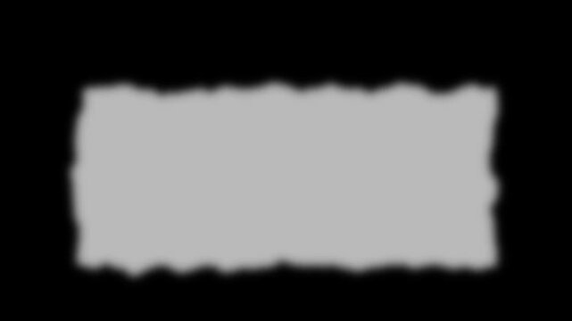Abstract distressed light gray rectangular shape with rough, torn edges on a solid black background, evoking a minimalist and grunge aesthetic for modern design projects