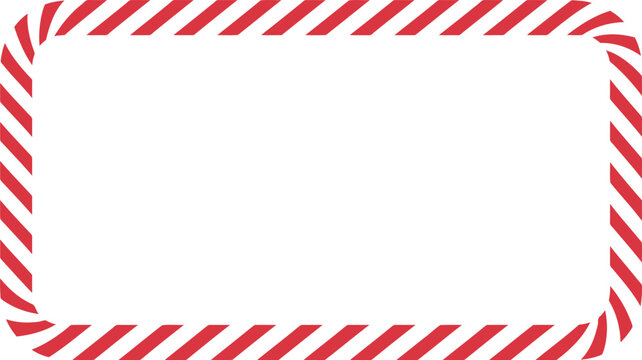 A rectangular frame with rounded corners featuring a red and white diagonal striped pattern on a white background.