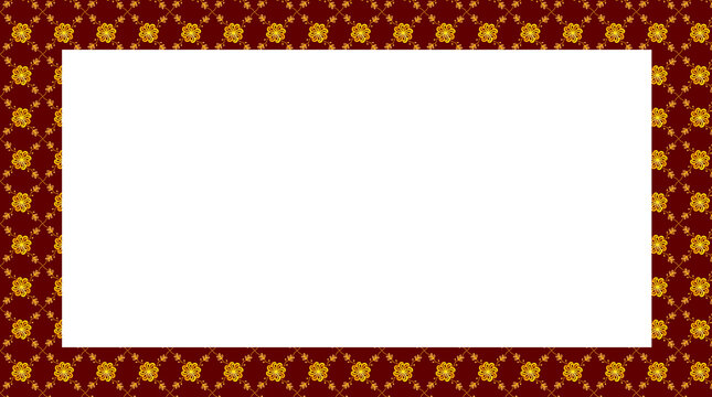 Diwali festival golden and maroon decorative frame with mandala pattern and copy space