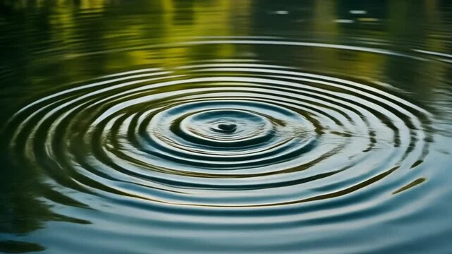 Ripples on Water Surface, Circular Waves from Droplet Impact, Abstract Nature Background