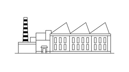 Obraz premium Line Drawing of Factory Building with Chimney and Industrial Roof