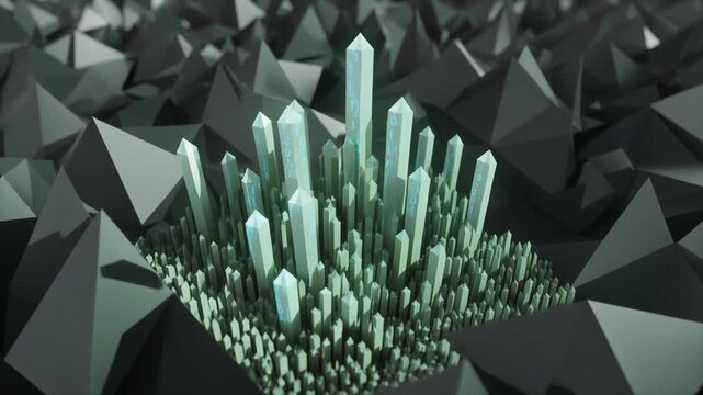Abstract Geometric Landscape of Crystalline Structures and Jagged Peaks
