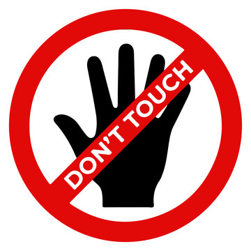 Hand gesture prohibition sign with red circle and slash, isolated