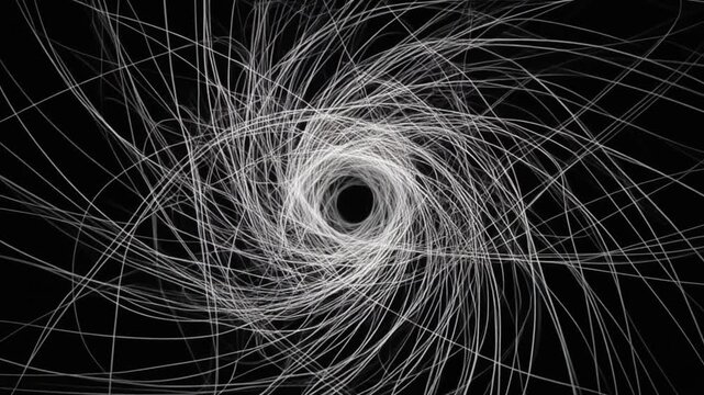 Abstract White Swirl Vortex Energy Black Background