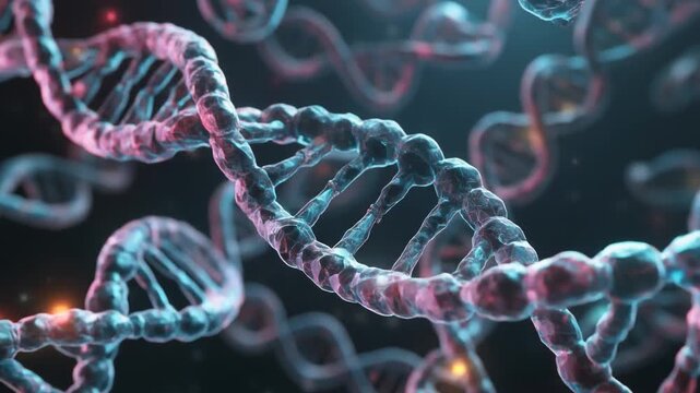 3D DNA Helix Structure - Genetics, Science, Research, Biotechnology, Molecular Biology Background