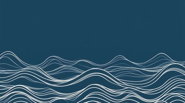 Abstract Blue Wave Pattern Background, Futuristic Digital Ocean Surface
