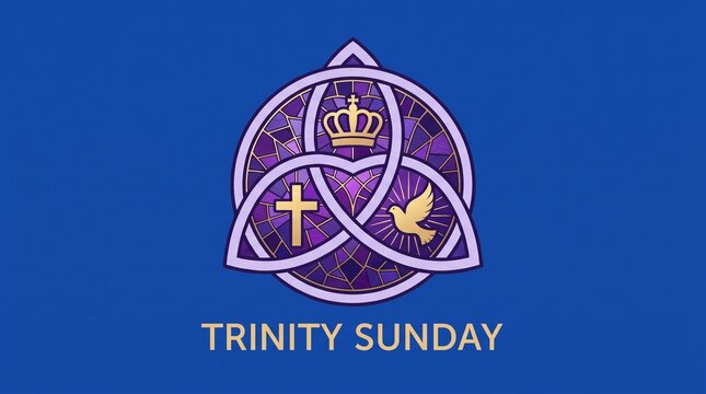 Trinity sunday religious symbol with crown cross dove