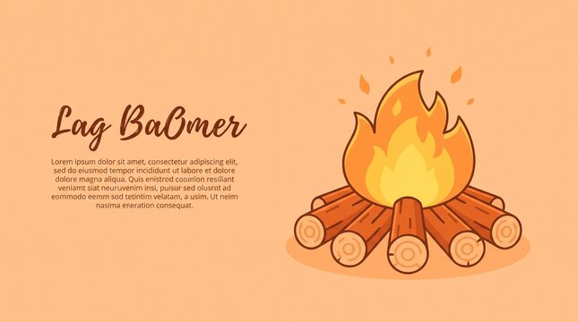 Campfire illustration with burning flames