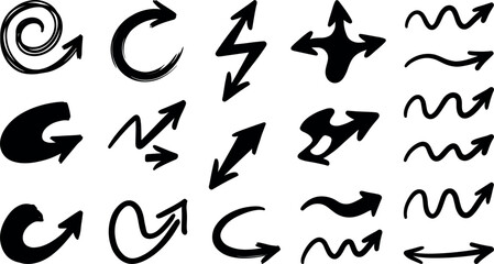 Fototapeta premium Hand drawn arrow set, collection of doodle arrows