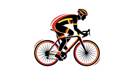 Fototapeta premium Professional cyclist riding a road bike, isolated vector illustration of a racing athlete.