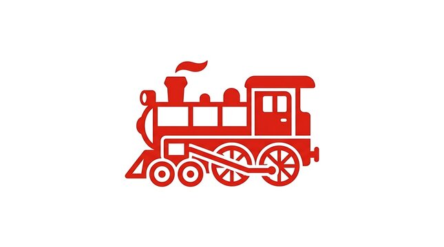 Red steam locomotive train icon isolated on white background