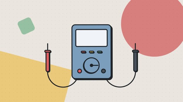 Digital Multimeter Animated Vector Icon for Electronics Testing