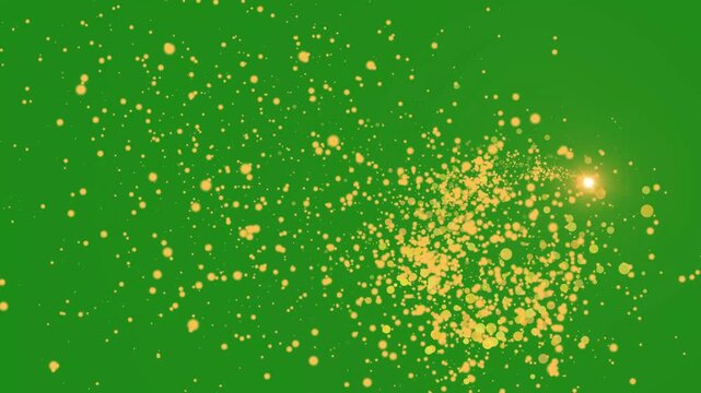optical light animation golden glitter explosion flare 4k sparkling gold star dust circular motion green background luxury magic light trail animation for holiday intro video