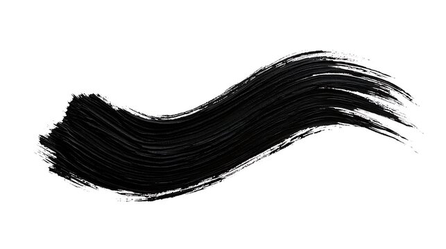 Waved black mascara or paint brush stroke isolated on white background