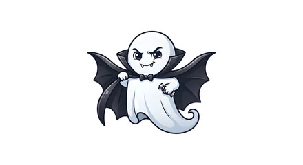 Fototapeta premium Cute vampire ghost wearing cape and bow tie holding candy isolated on transparent background