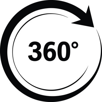 Rotation symbol with degree measurement, flat vector icon on white background for angle calculation, circular motion, geometry, measurement, direction, and design.
