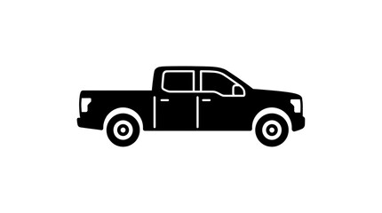 Obraz premium Black pickup truck silhouette icon for automotive transport and logistics design