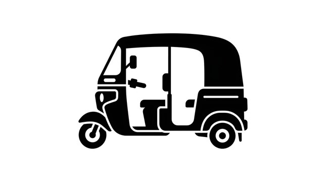 Black silhouette icon of a three-wheeled auto rickshaw or tuk-tuk vehicle.