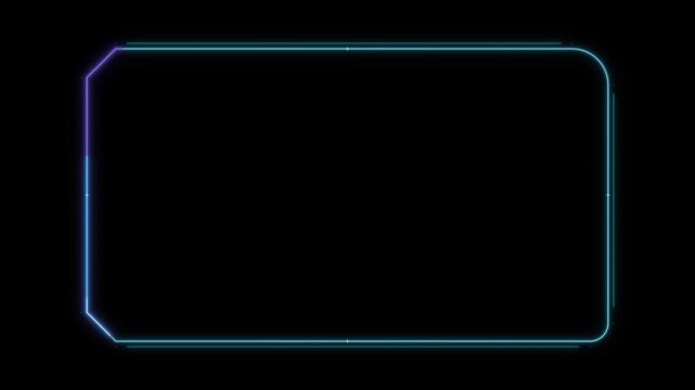 Neon hud frame overlay: futuristic digital border for gaming and tech interface