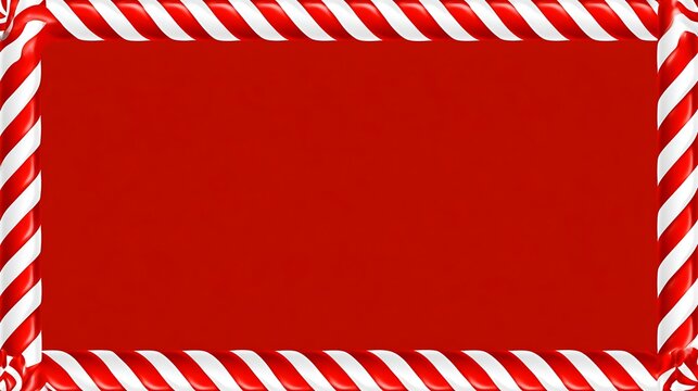 Christmas candy cane frame with red background