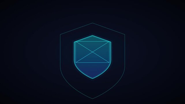 Secure email protection shield icon animation digital cyber security concept digital shield