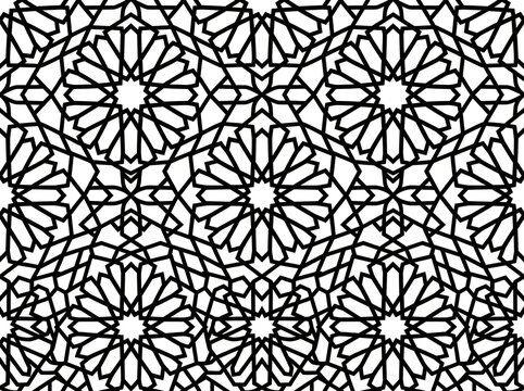 Black and white geometric islamic pattern design