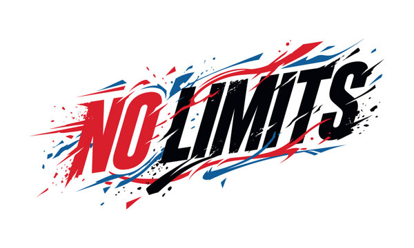 Motivational Typography  t shirt striker design vector editable new 2026 Bold no limits text with colorful graffiti explosion effect isolated on transparent background, Vector, illustration