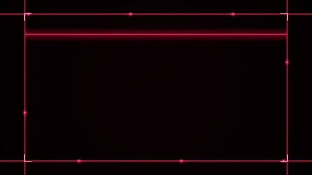 Abstract digital interface with glowing red laser grid lines and frame borders on a black background
