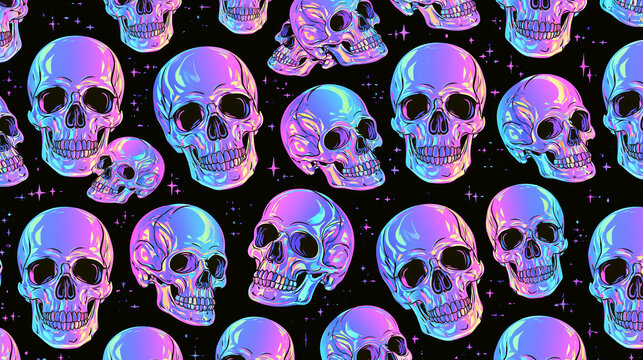 seamless pattern of skulls, wallpaper, skull background, Halloween background, haunting wallpaper