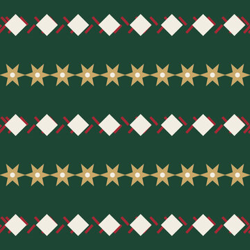 green and red fair isle knitted zigzag bands, seamless pattern for christmas and holiday design