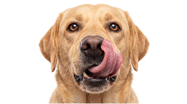 Close-up portrait of a yellow labrador png on isolated transparent background
