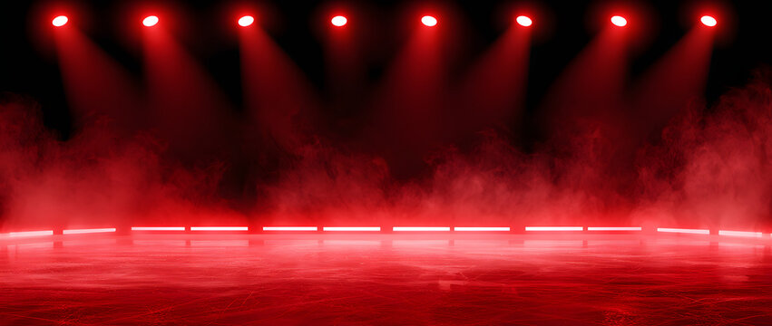 This red ice rink backdrop includes neon red lights, spotlights, and smoke. Perfect for hockey competitions and winter-themed posters