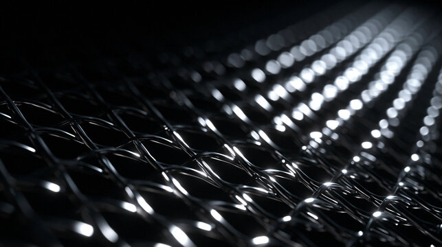 Shiny Metallic Wire Mesh Grid Abstract Background